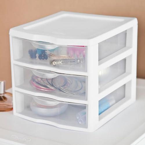 6-Pack White Plastic 3-Drawer Cart A8700