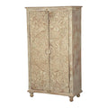Solid Wood Distressed White Armoire with Shelves L182