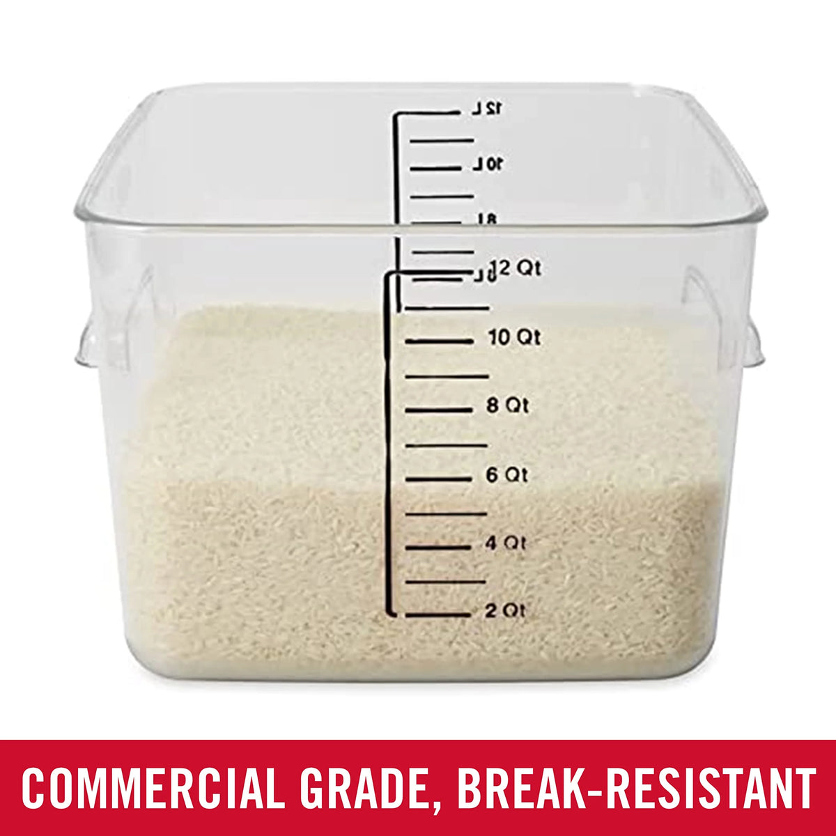 Plastic Square Food Storage Container, 12 Quart, Clear V610475