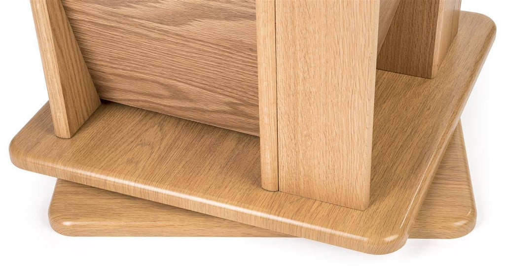 Wooden Spinning Floor Display with 40 Magazine Pockets, Light Oak B7394