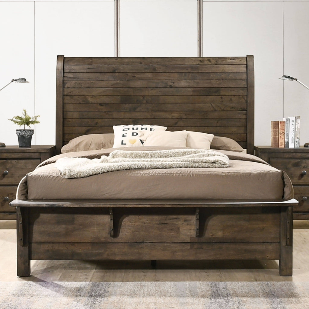 Grey-Brown Sleigh Bed Queen S275979