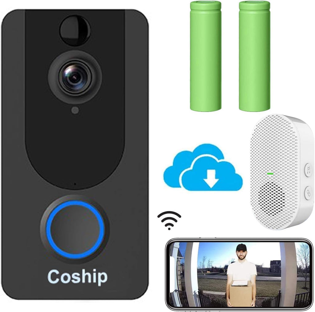 WiFi Video Doorbell Camera, 1080P HD, Night Vision, 2-Way Audio U162792