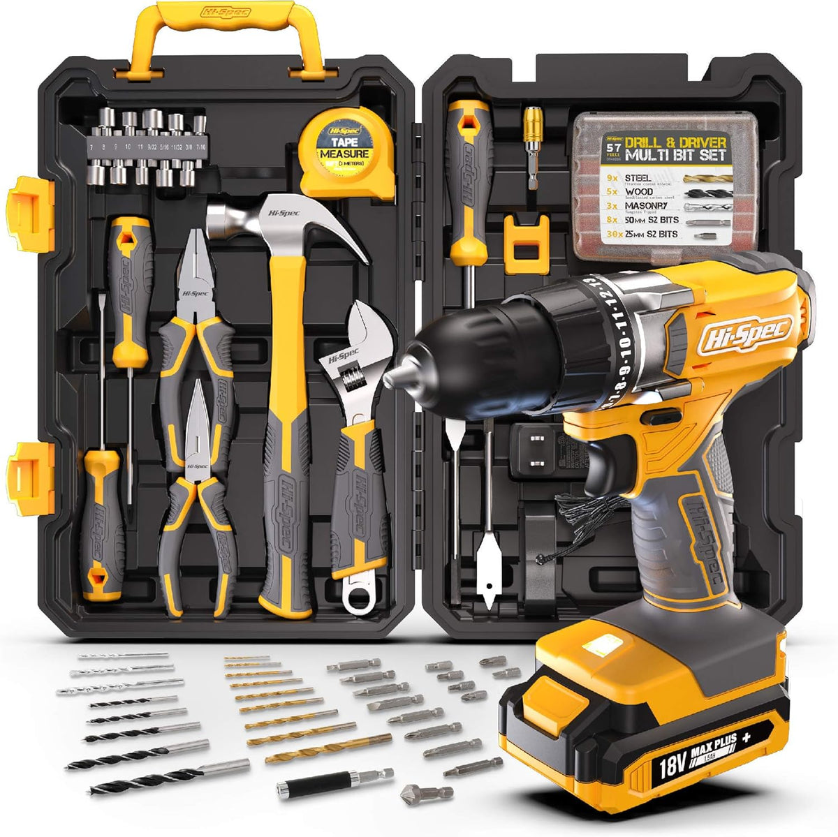 81 Piece Home & Garage Tool Kit with 18V Drill Driver C9728