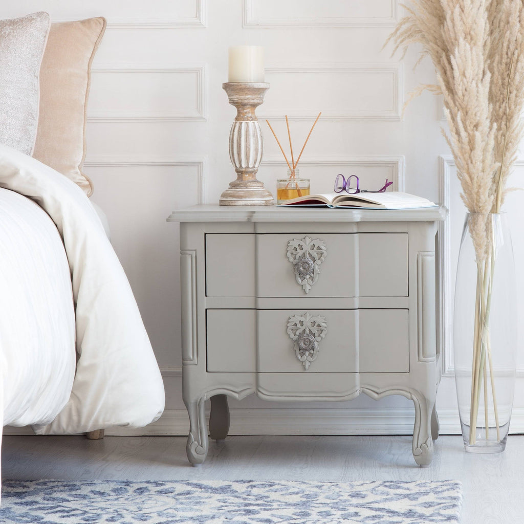 Gray Side Table with Two Drawers T341308
