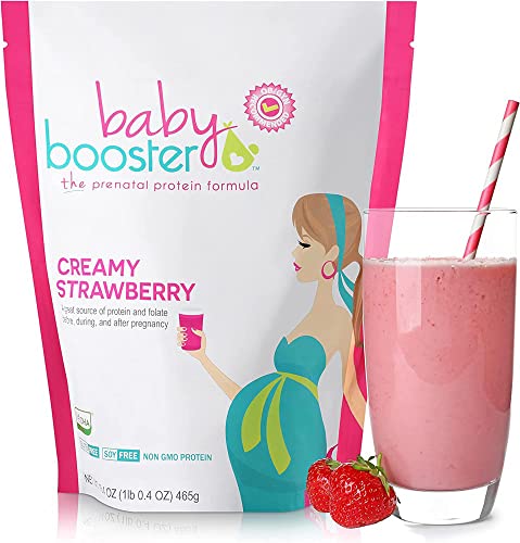 Creamy Strawberry Prenatal Vitamin Supplement and Protein Shake, Caffeine Free, Vegetarian DHA, 1 lb H8739