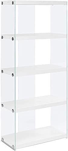 Glossy White 4 Shelf Tempered Glass Bookcase A5637