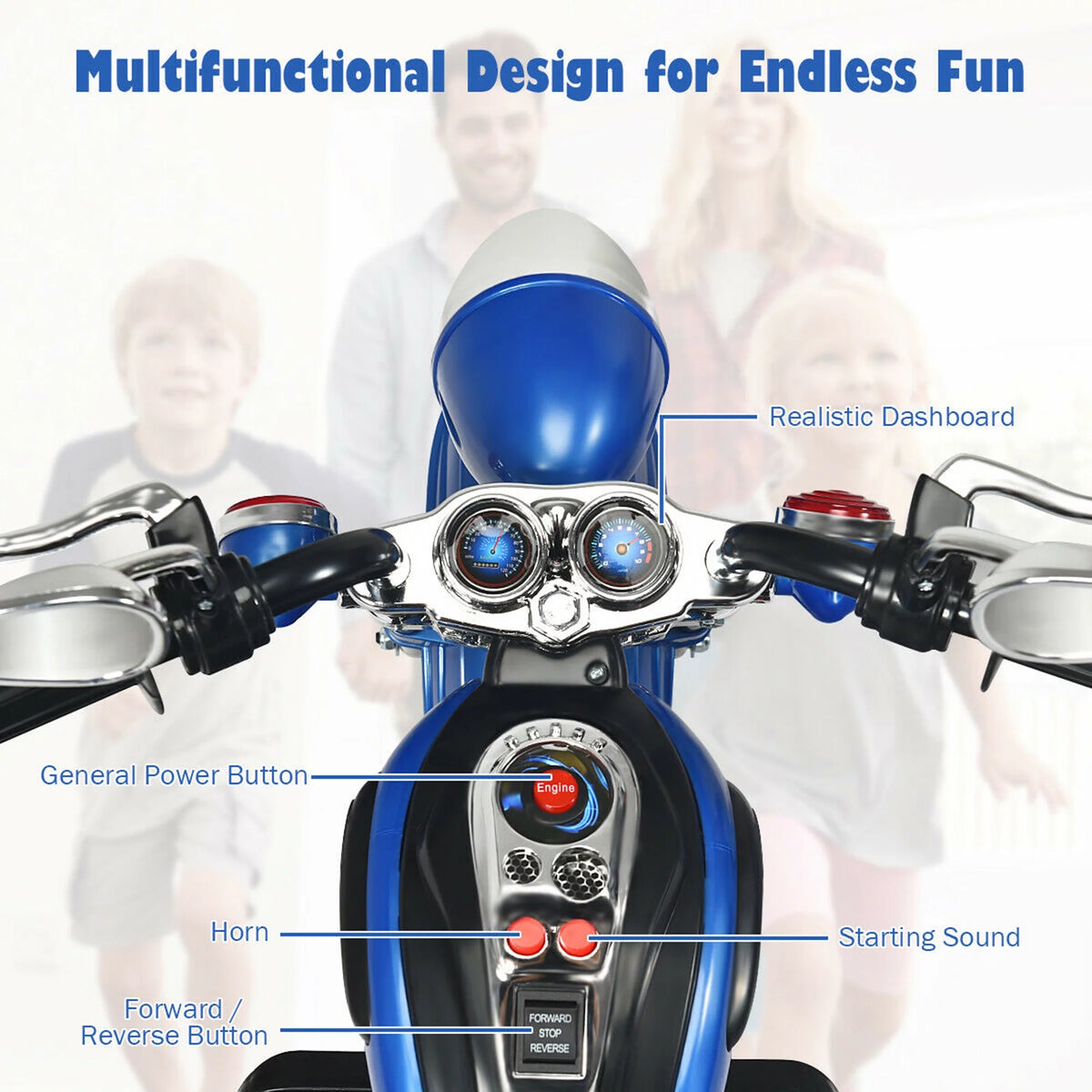 6V Kids Ride On Motorcycle 3 Wheel Trike with Headlight White M227662