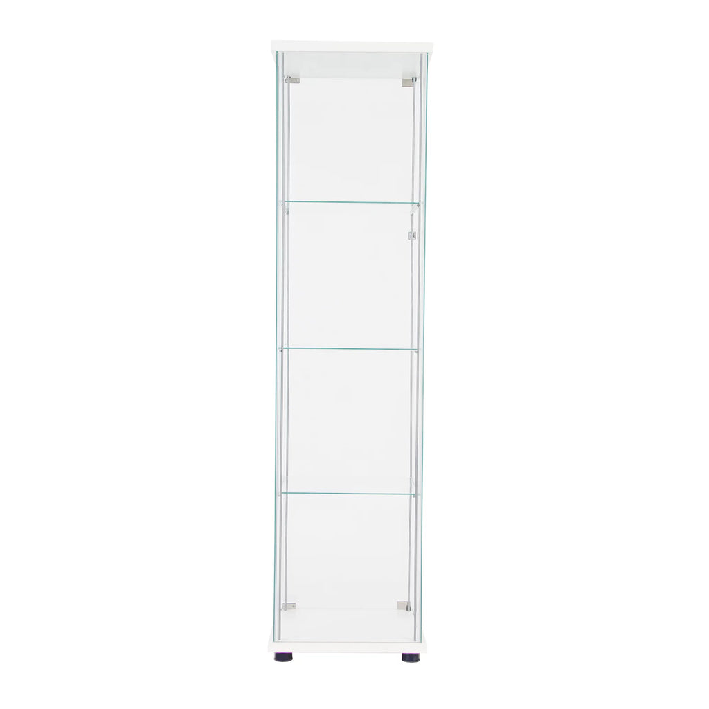 White One Door Glass Display Cabinet with 4 Shelves O90101