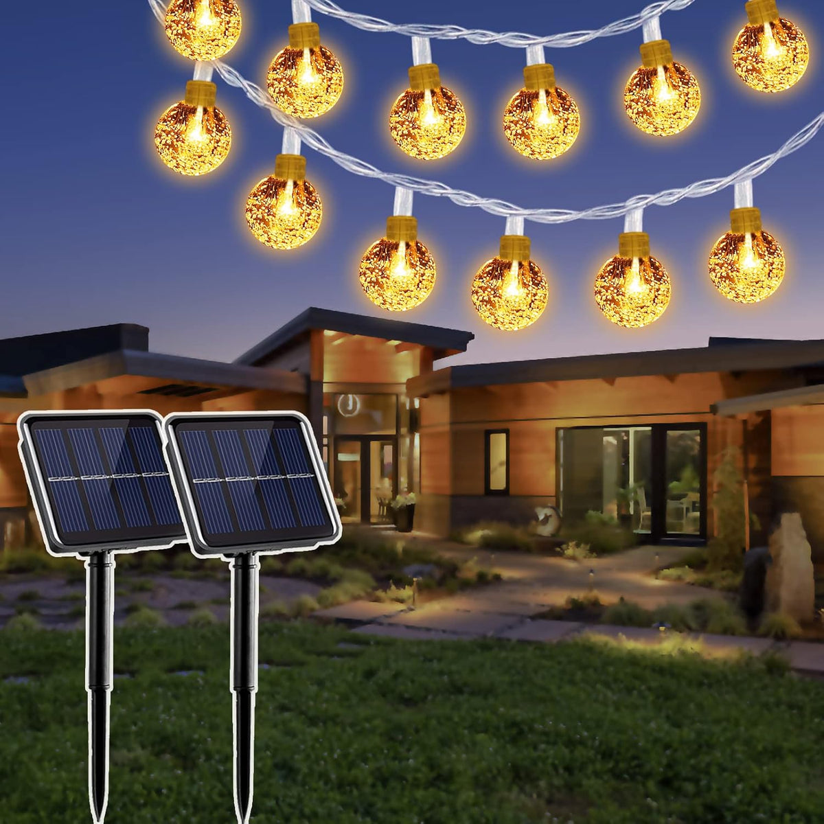 2 Pack 22Ft 40 Led Waterproof Outdoor Fairy Lights with 8 Modes N752477
