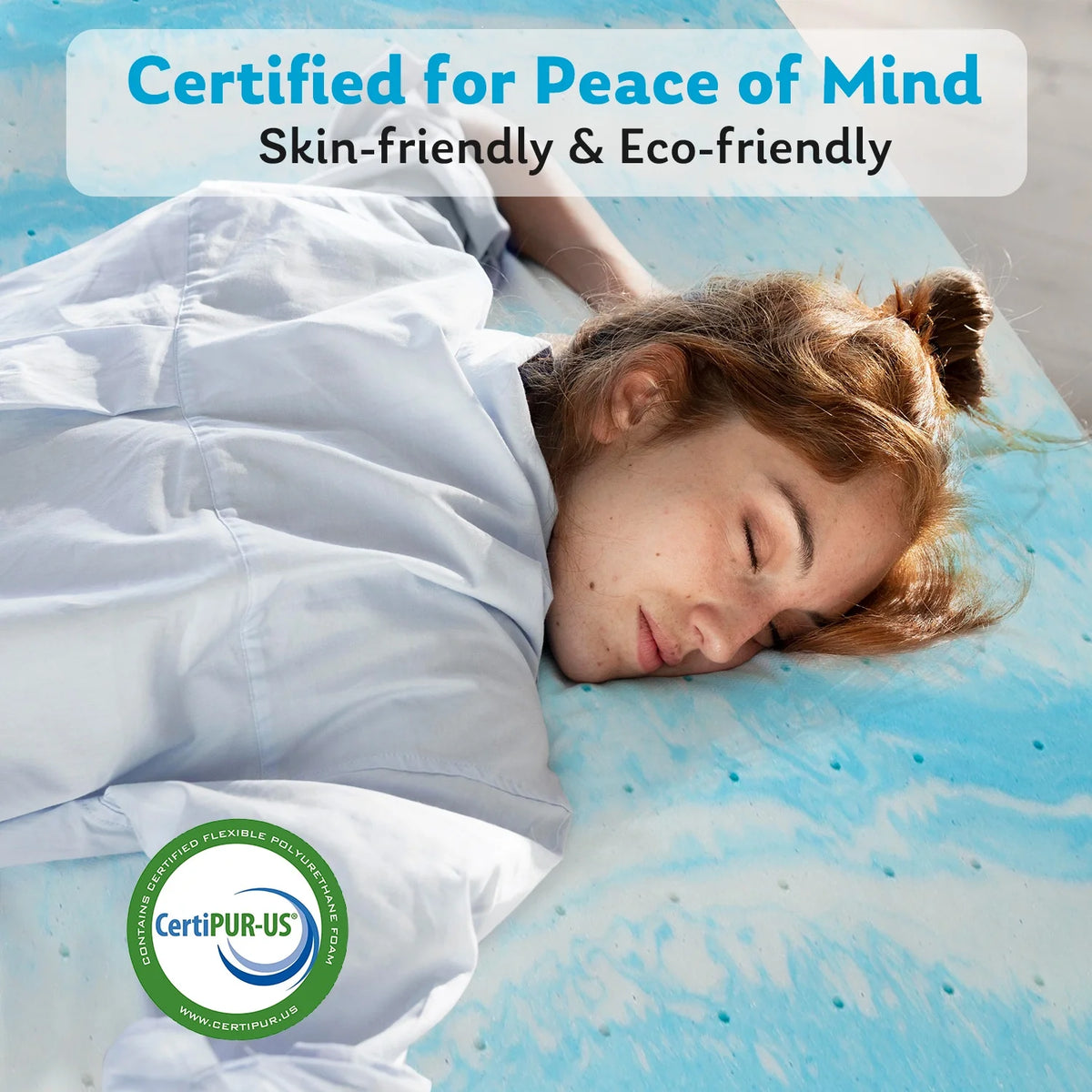 Queen Size Cooling Gel-infused Memory Foam Mattress Topper Y3183