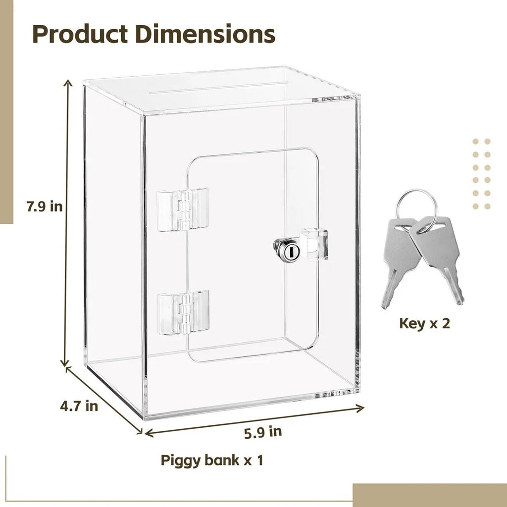 Clear Piggy Bank with Lock and Key G3809