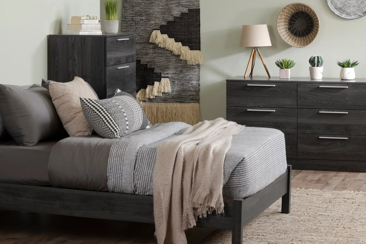 Gray Oak Queen Size Platform Bed U97352