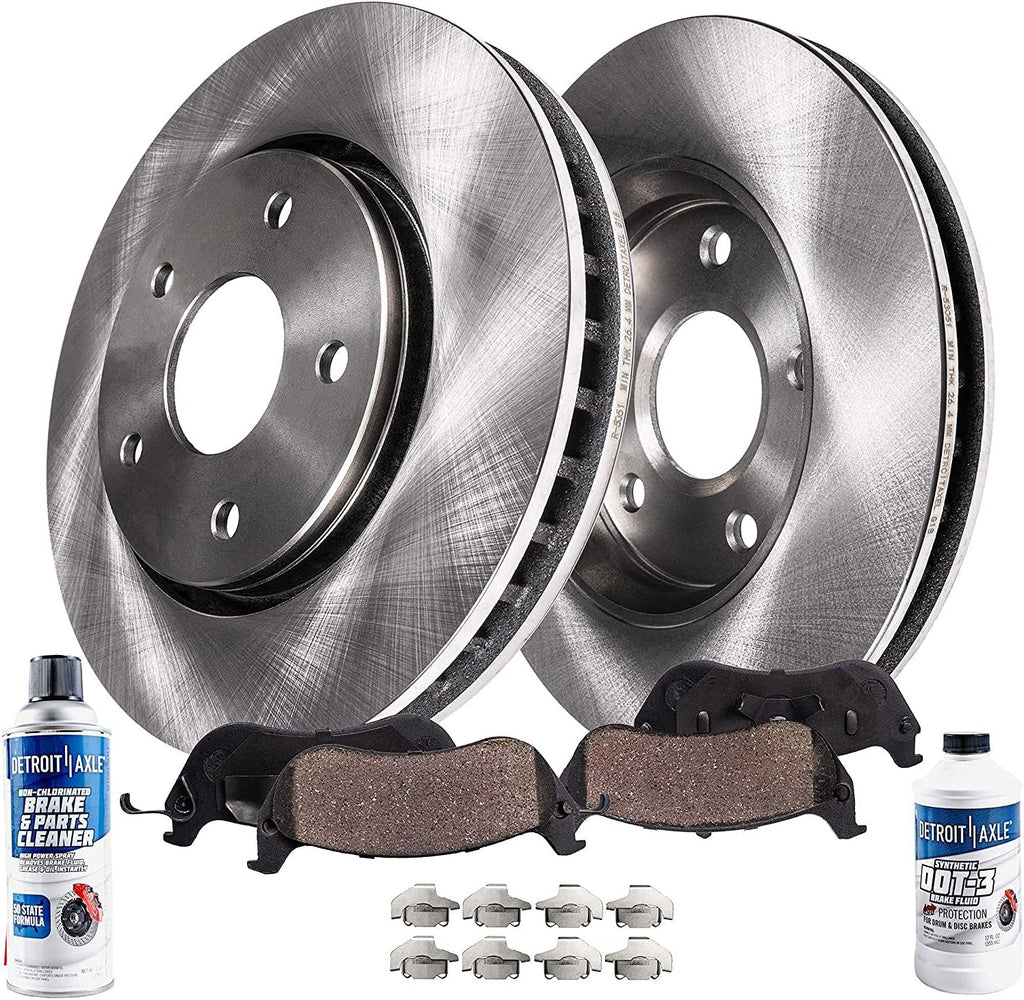 5-Lug 296mm Front Disc Rotors + Brake Pads 6pc Set G9406