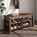 3 Tier Dark Brown Wood Shoe Storage Bench D359969