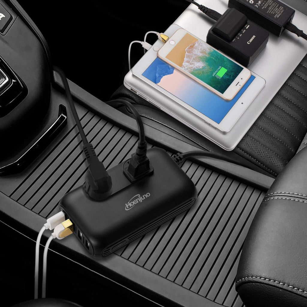 200W Car Power Inverter DC 12V to 110V AC with USB and QC 3.0 Ports I603006