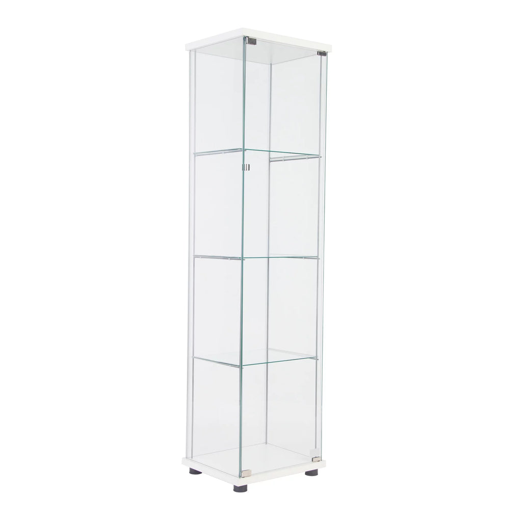 White One Door Glass Display Cabinet with 4 Shelves O90101