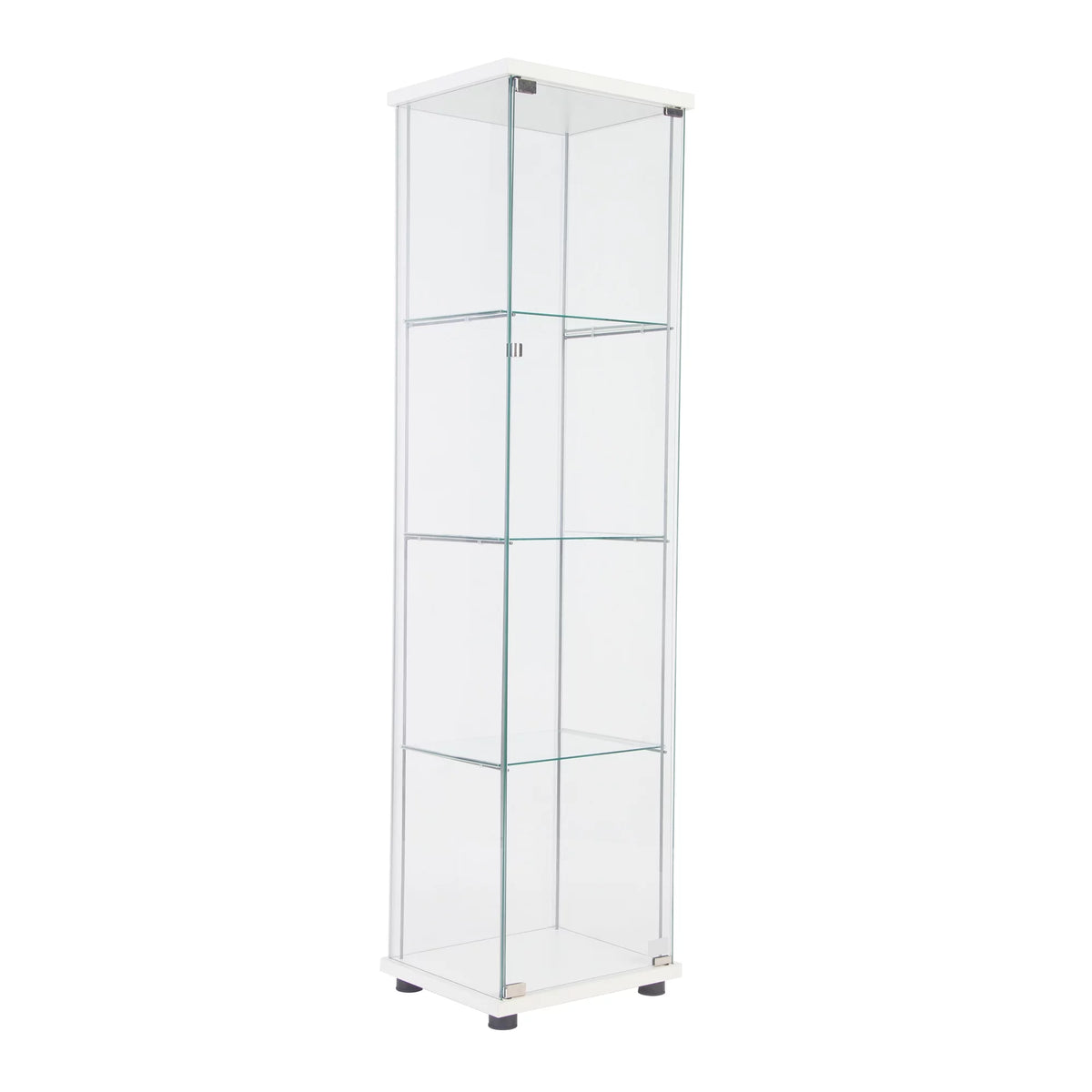 White One Door Glass Display Cabinet with 4 Shelves O90101