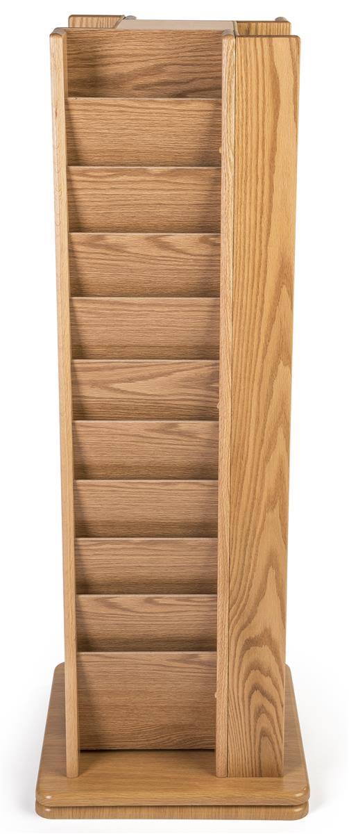 Wooden Spinning Floor Display with 40 Magazine Pockets, Light Oak B7394