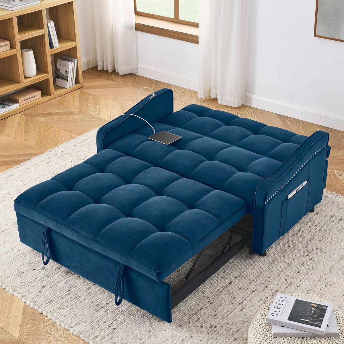 Convertible Sleeper Sofa Couch with Pull Out Bed I7297