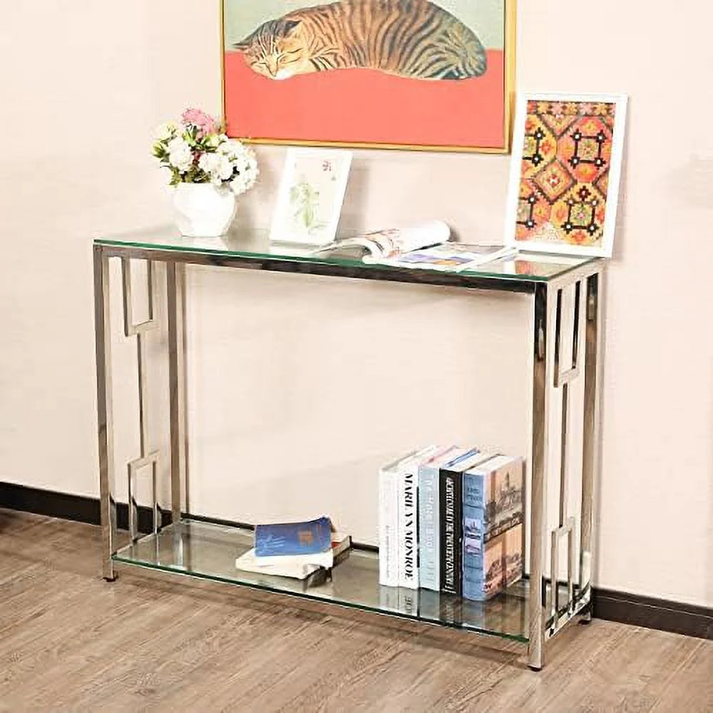 Glass Console Table with Shelves H42980