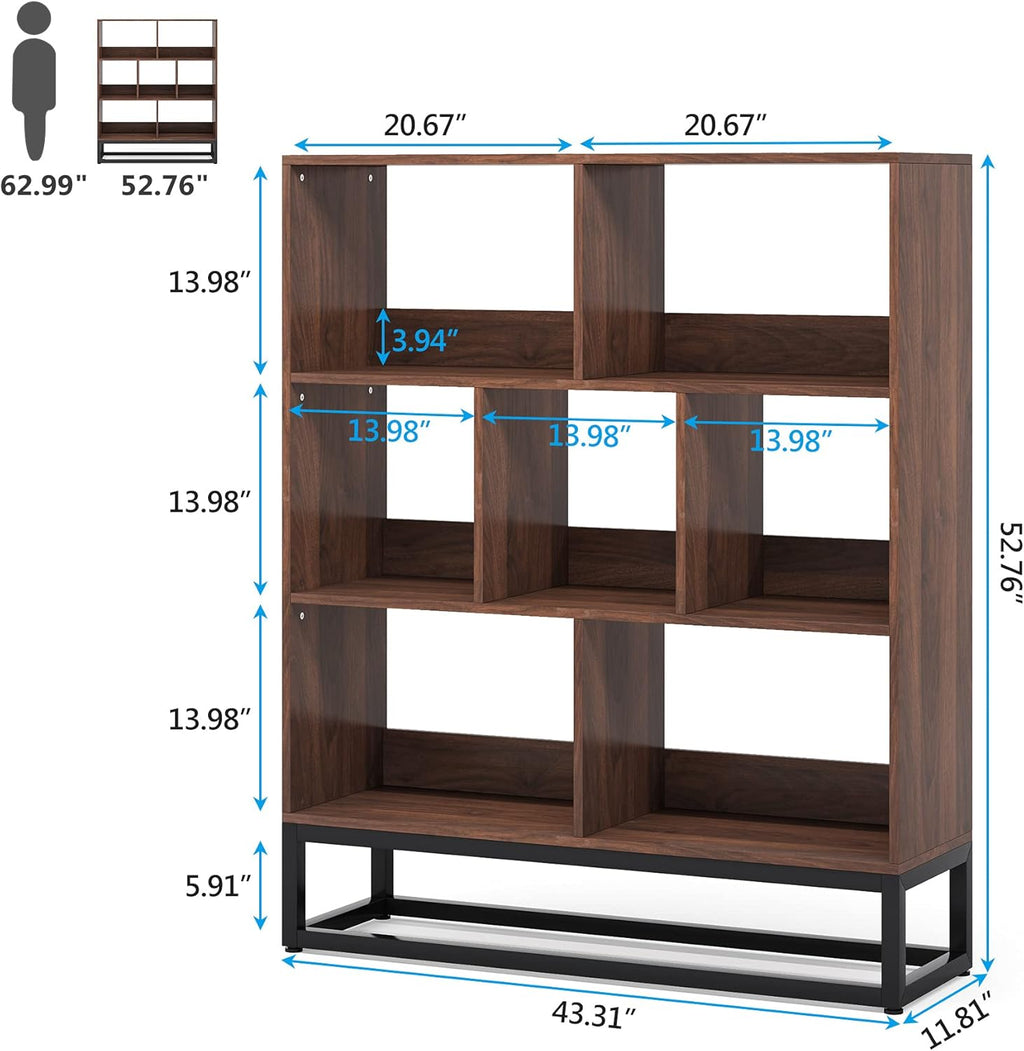 3 Tier 7-Cube Open Shelf Bookcase with Metal Leg A3535