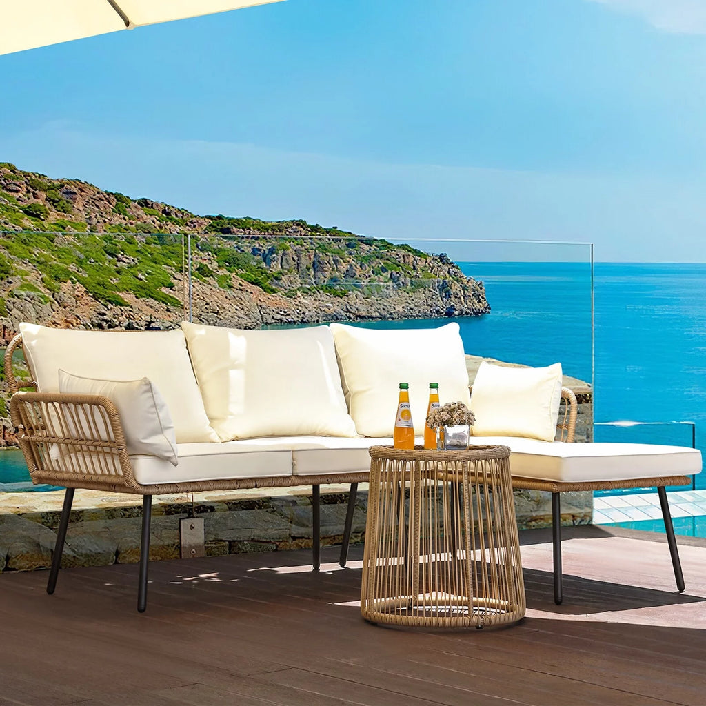 3-piece Woven Outdoor Sectional Sofa Set Y6874
