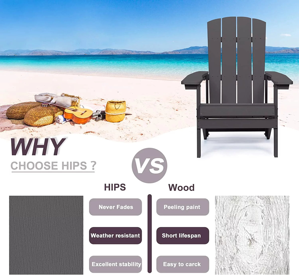 2 Pcs HIPS Adirondack Chair F78104