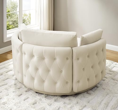 Oversized Velvet Swivel Barrel Chair with Ottoman and 4 Pillows I482