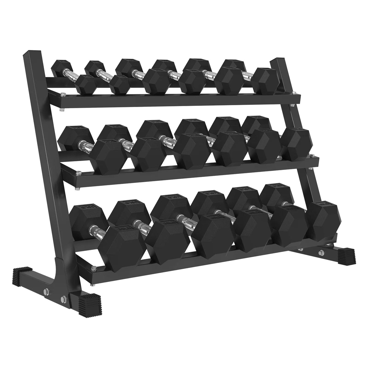 Rubber Hex Dumbbell Set with Racks I124