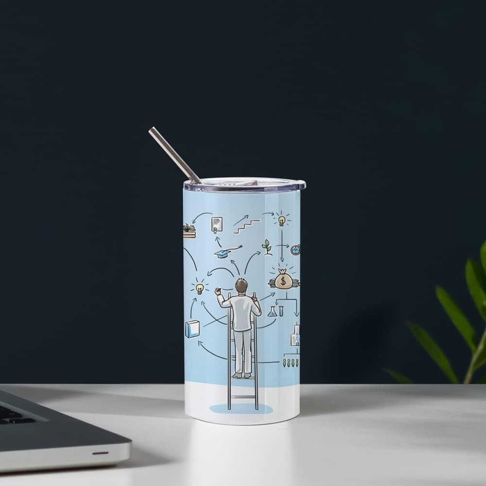 20 OZ White Stainless Steel Tumbler Cups with Lid and Metal Straw 4 Pack Z76983