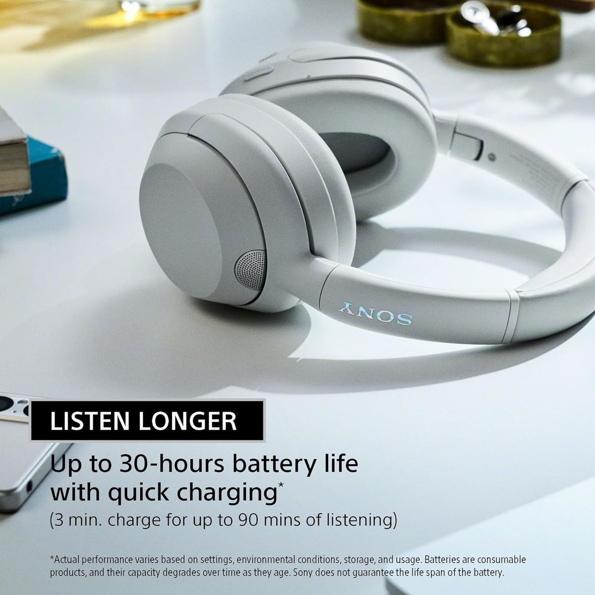 Black Noise Canceling Wireless Headphones with Headphone Stand F754