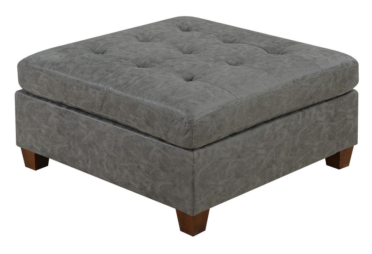 Antique Grey 8Pc Modular Sofa Set Leatherette Tufted Couch S92133
