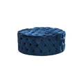 Navy Blue Tufted Velvet Round Ottoman Q140997