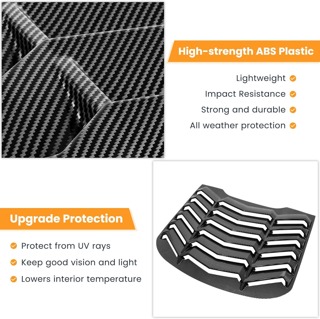 Rear Window Louver Windshield Sun Shade Cover ABS Glossy Carbon Fiber L1202