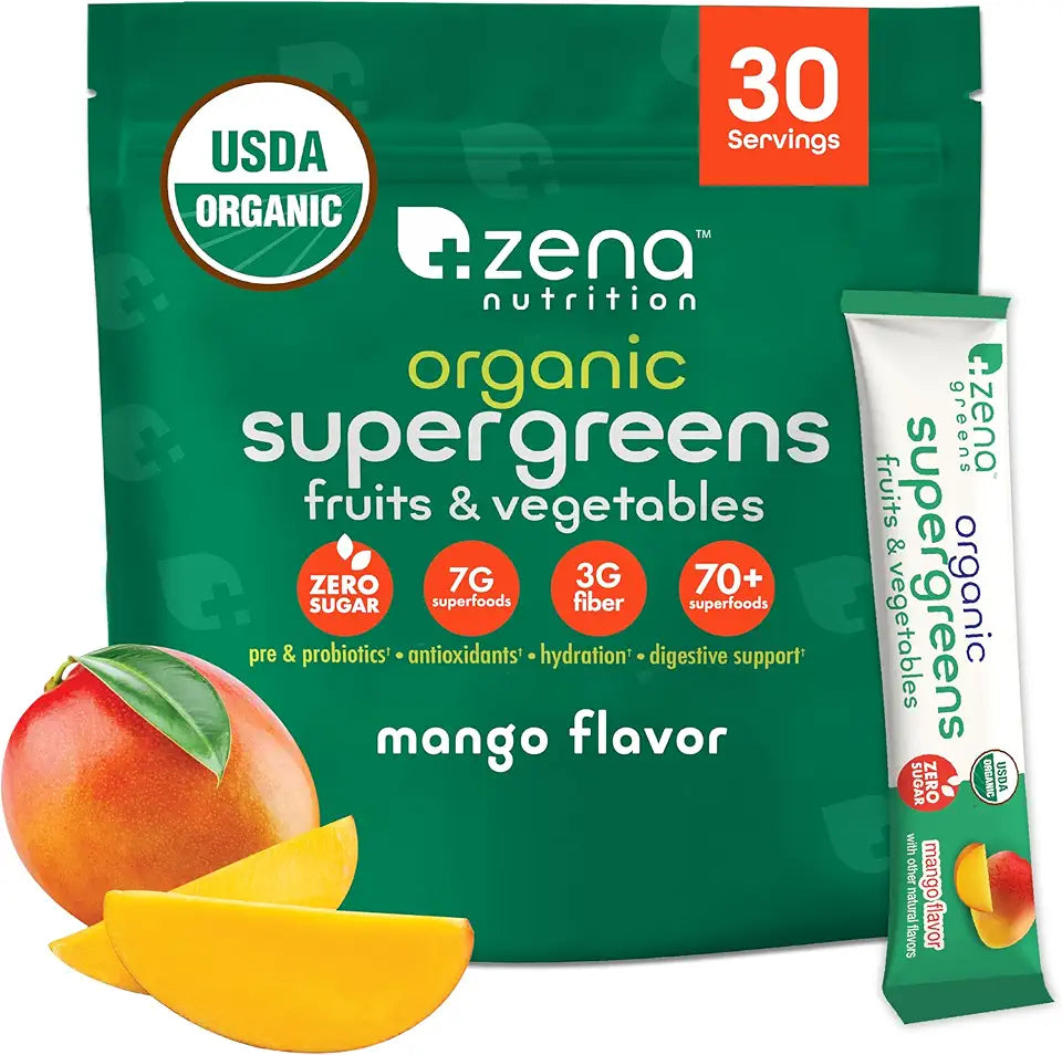 Organic Supergreens Greens Powder, 30 Drink Mix Packets S5115