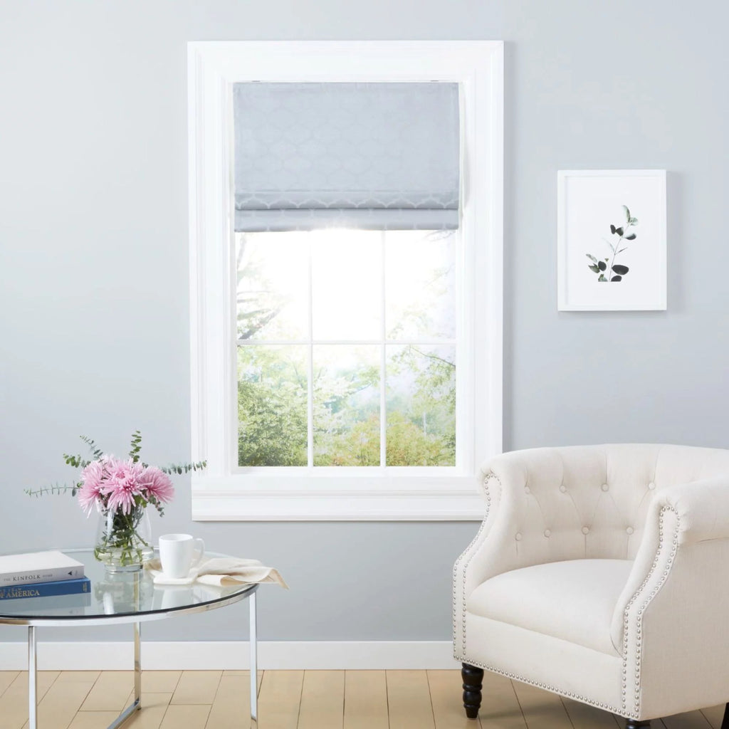 Silver 34"x64" Blackout Roman Shade Y2384