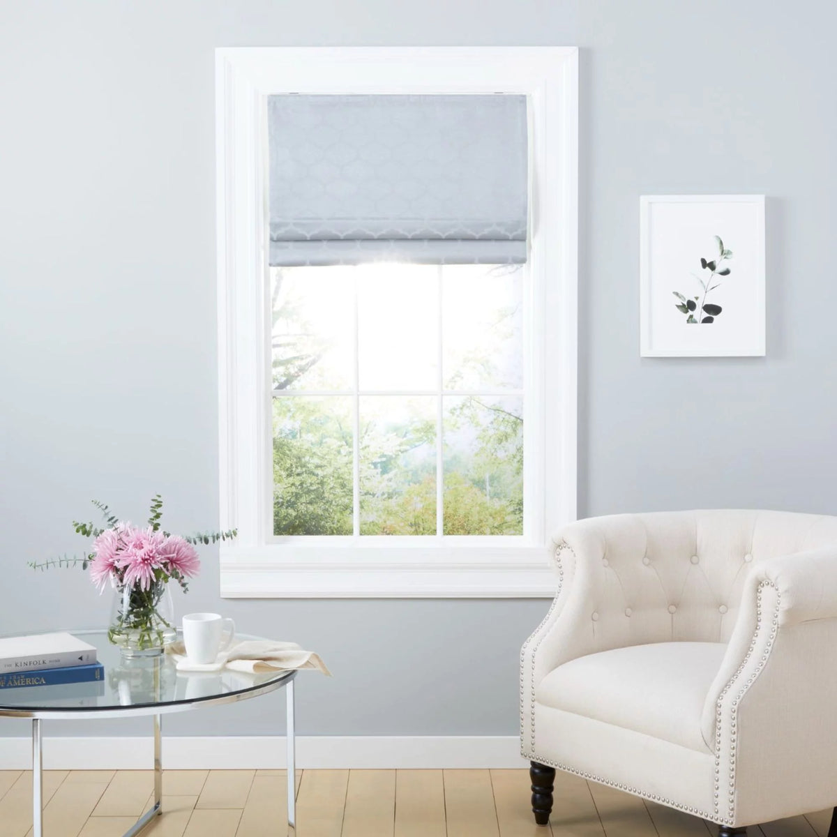 Silver 34"x64" Blackout Roman Shade Y2384
