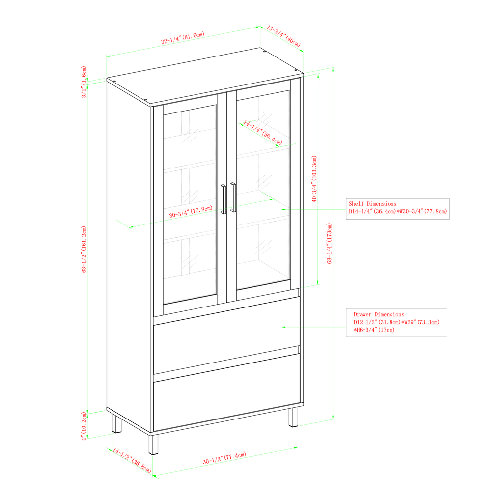 Glass Door Storage Hutch P674