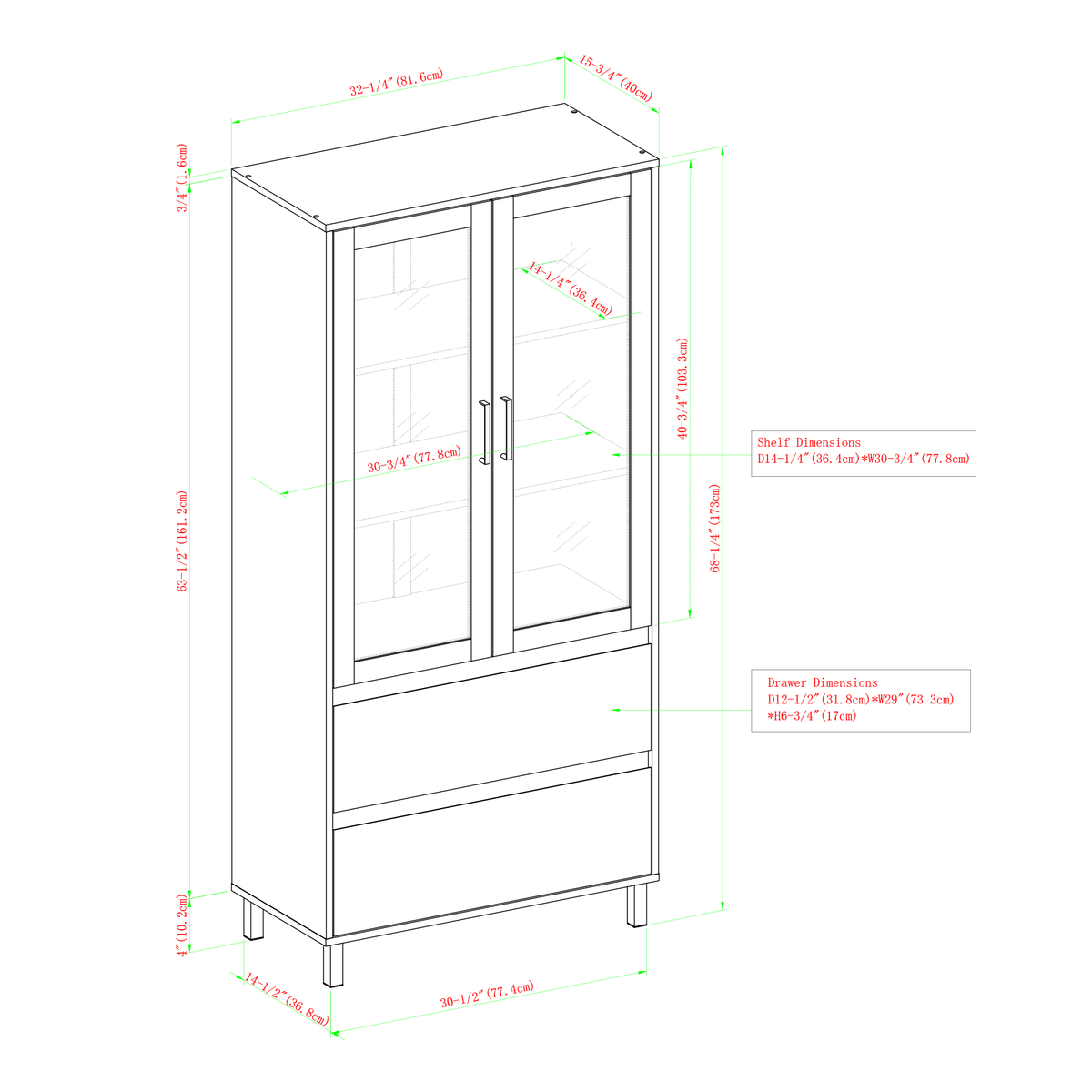 Glass Door Storage Hutch P674