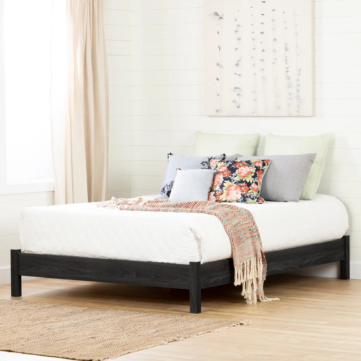 Gray Oak Queen Size Platform Bed U97352