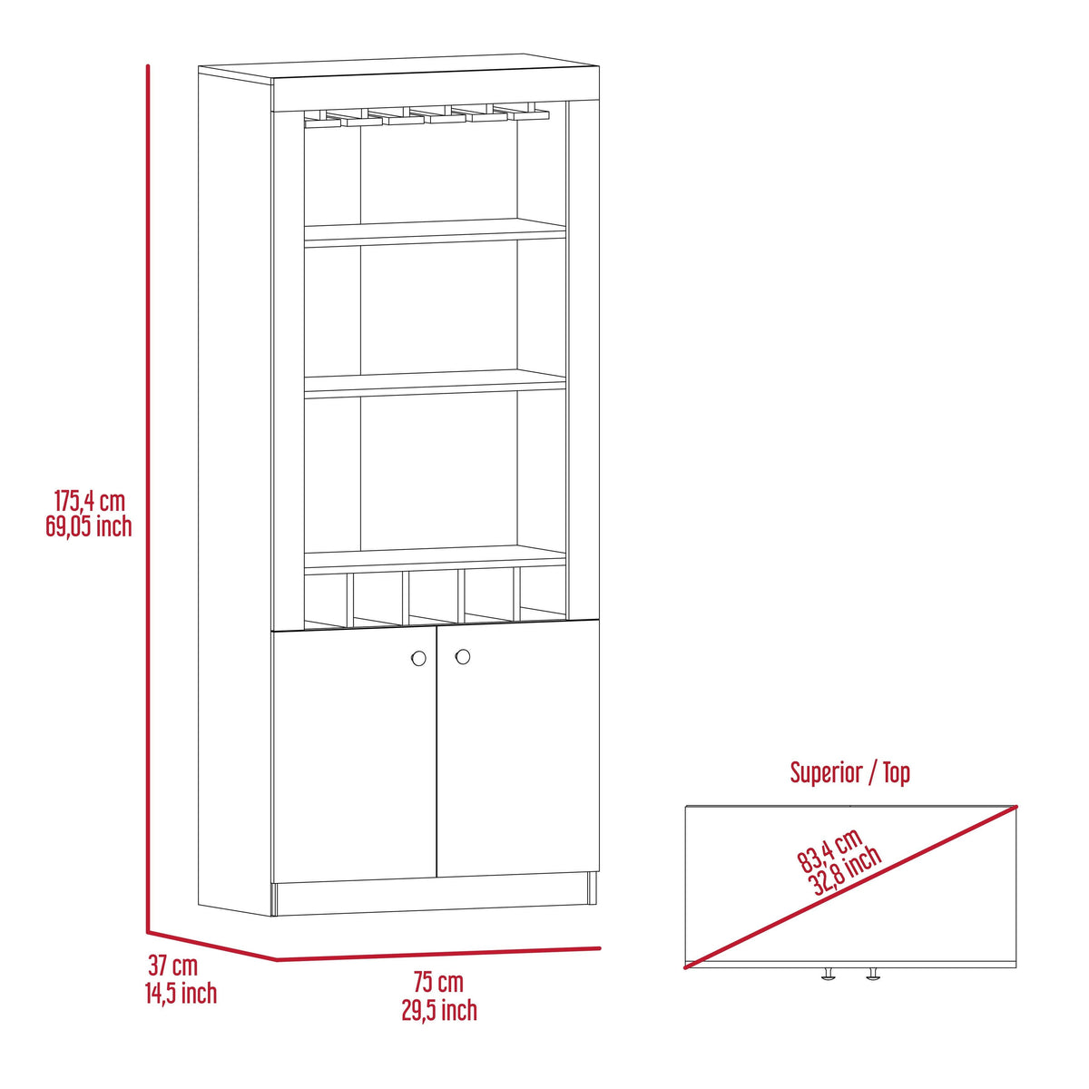 Black Wengue Bar Cabinet D81046