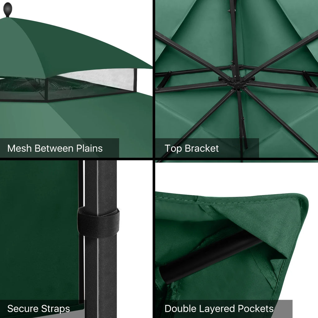 Green 10 X 12 Feet Water-Resistant Gazebo Replacement Canopy Top J5460