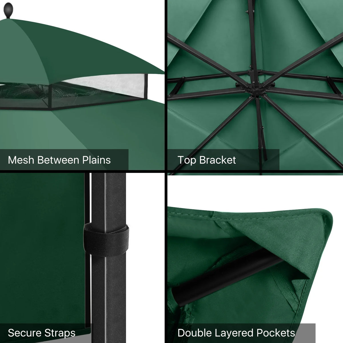 Green 10 X 12 Feet Water-Resistant Gazebo Replacement Canopy Top J5460