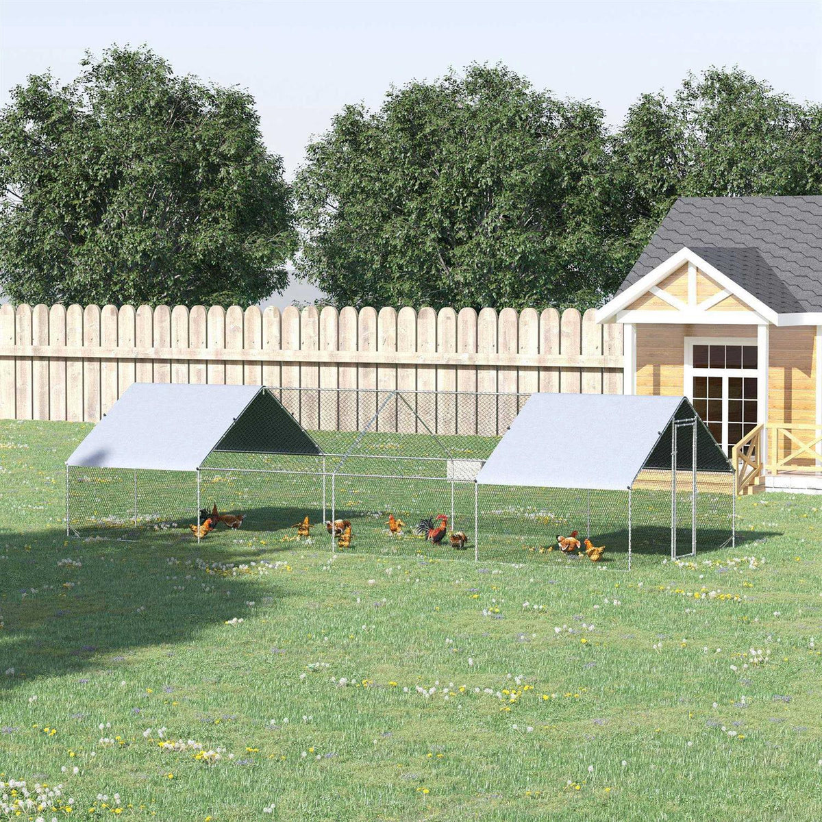 Large Metal Chicken Coop with Cover and Lockable Door P810
