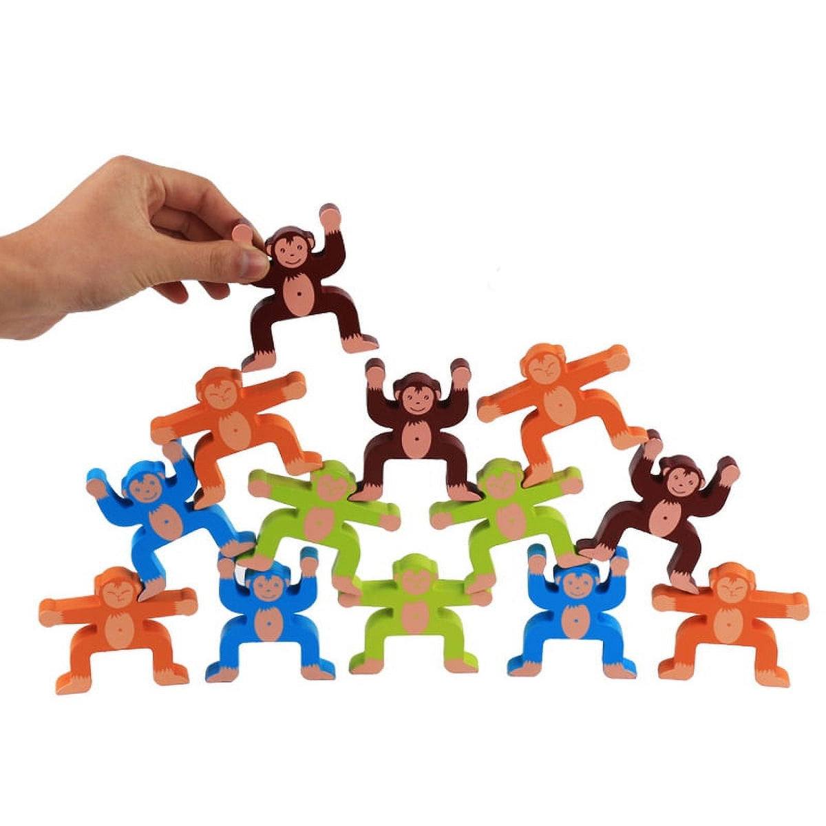 Wooden Stacking Games Monkeys Interlock Toys Set Balancing Blocks Toddler Educational W141