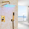 Gold 10 inch Rainfall LED Shower Head with Brass Handheld Shower F430