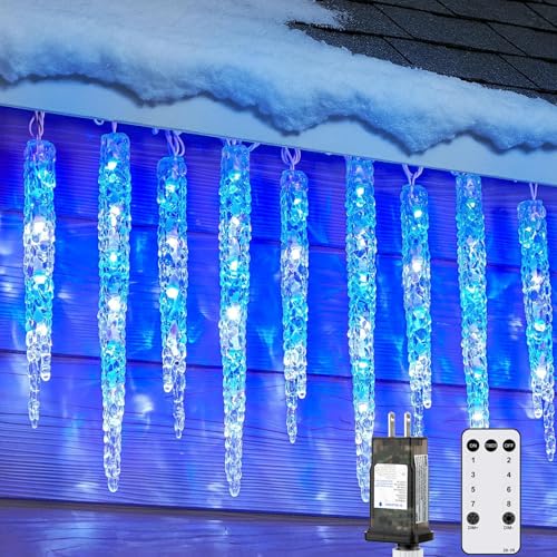 30ft 150 LED Cool White Icicle Lights with Remote K671931