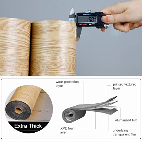 Light Wood Peel and Stick Vinyl Flooring Roll 23"x 393" 64 Sq.Ft O309