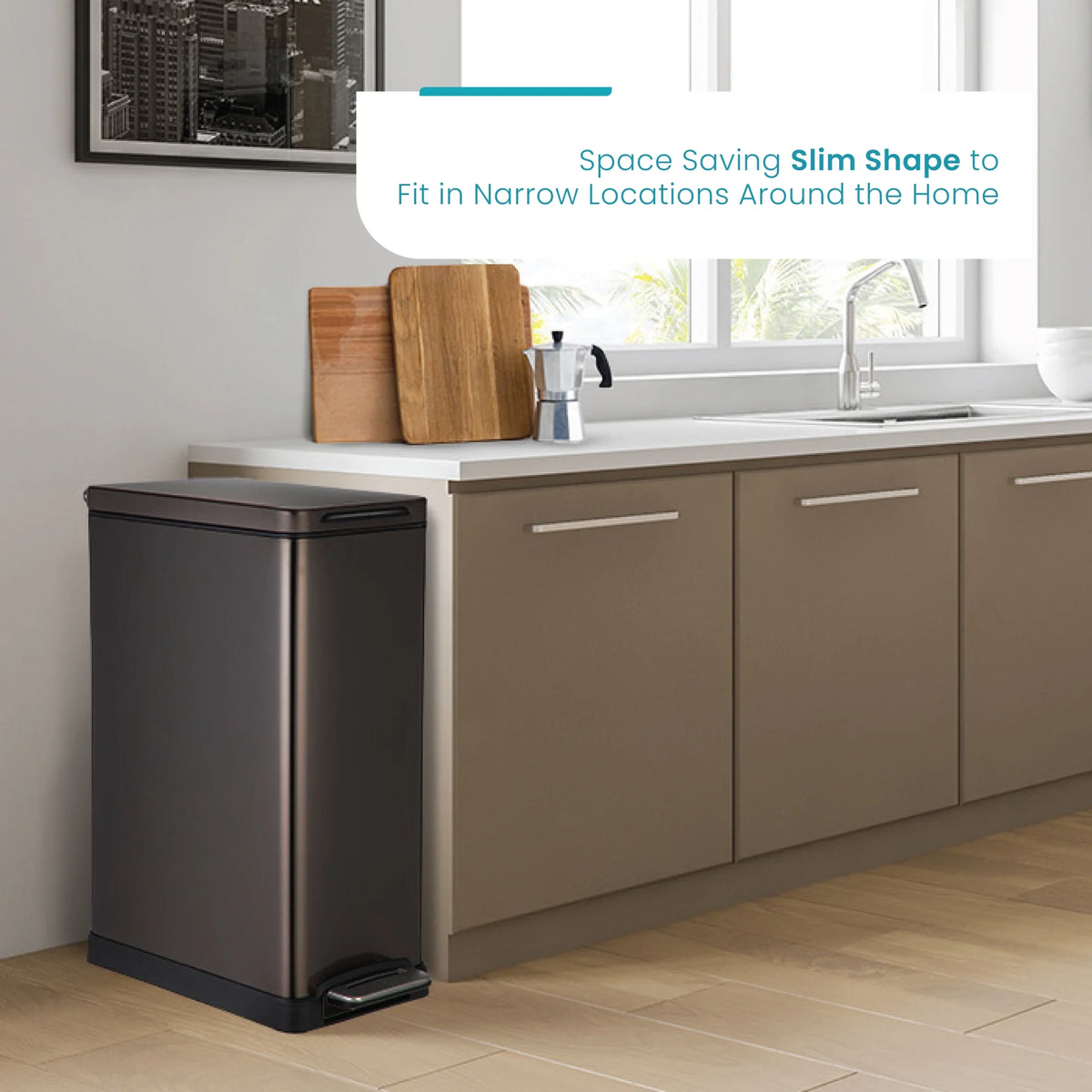 Black Stainless Steel Kitchen Trash Can Combo D608861