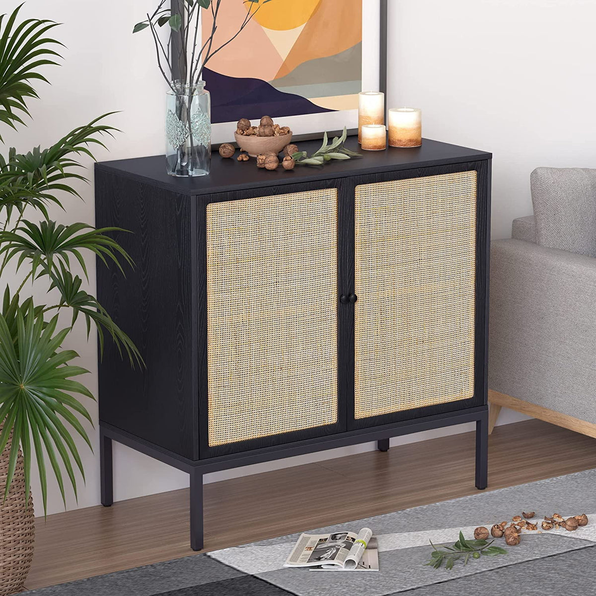 Black Rattan Storage Cabinet N939321